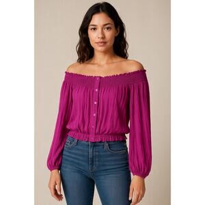 HYFVE Off the Shoulder Top Purple Size Large